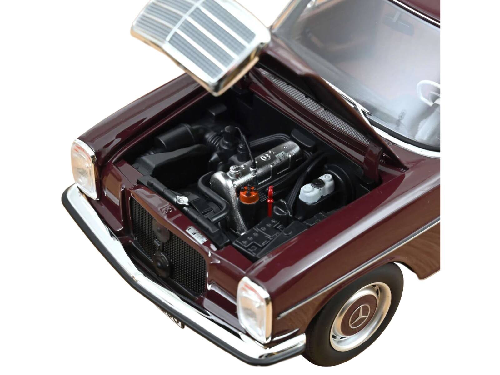 Alt View 3. Norev - 1968 Mercedes-Benz 200 Dark Red Brown 1/18 Diecast Model by Norev.