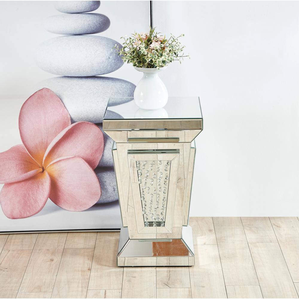Alt View 3. Elegant Decor - 15 inch Crystal End Table In Clear Mirror Finish - Clear.