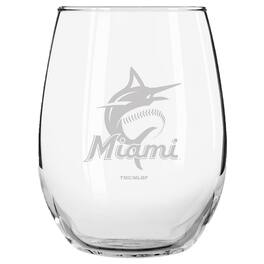 The Memory Company - Miami Marlins 15oz. Etched Stemless Glass Tumbler - Multicolor