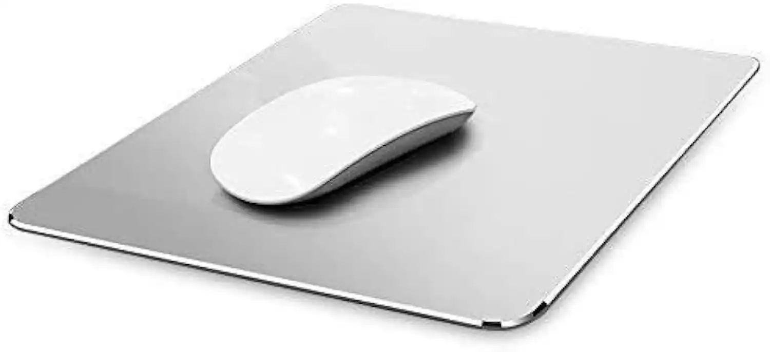 Front. Fabibe - Hard Metal Aluminum Mouse Pad Mat Smooth Magic Ultra Thin Double Side Waterproof Fast And Accurate Control For Gaming... - silver 11.8L x 9.5W inches.