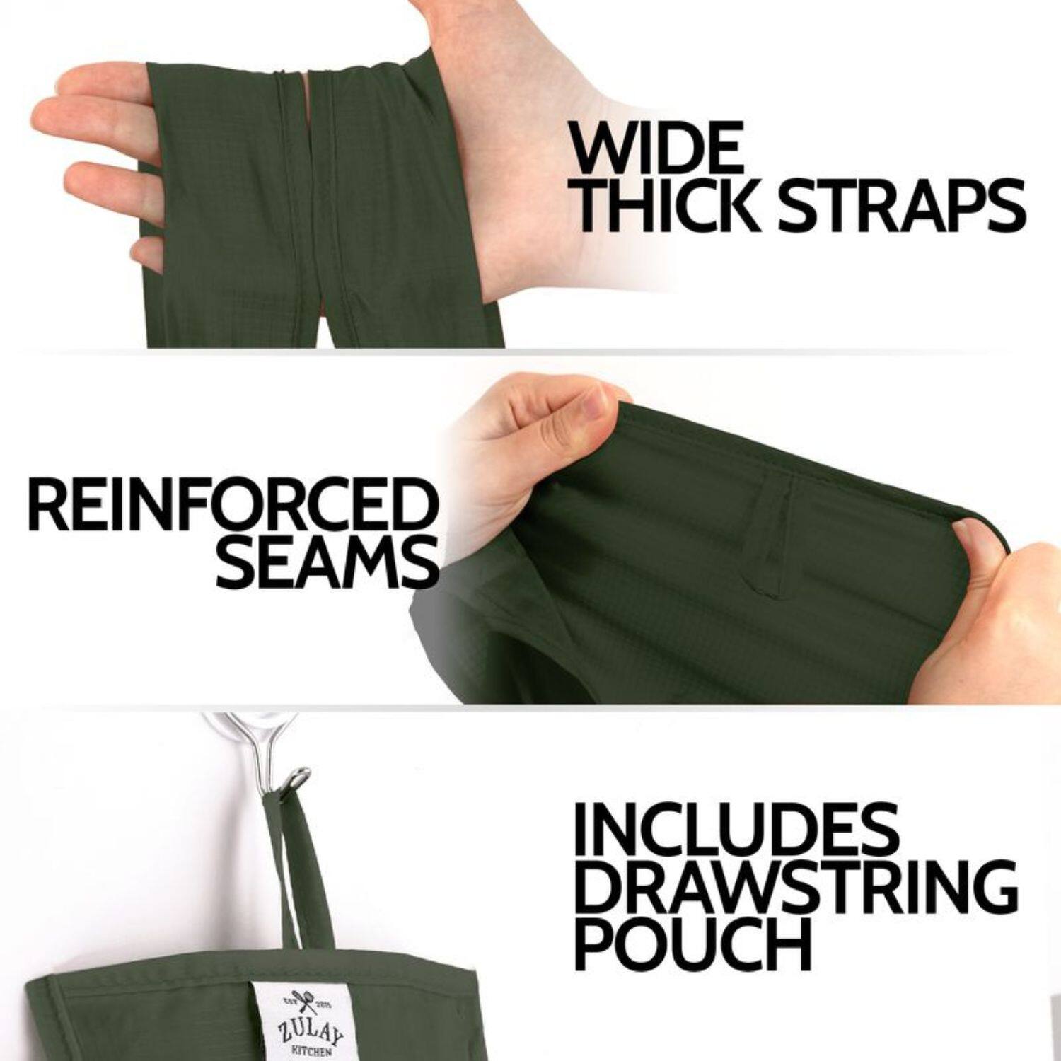 - WIDE THICK STRAPS
- REINFORCED SEAMS
- INCLUDES DRAWSTRING POUCH