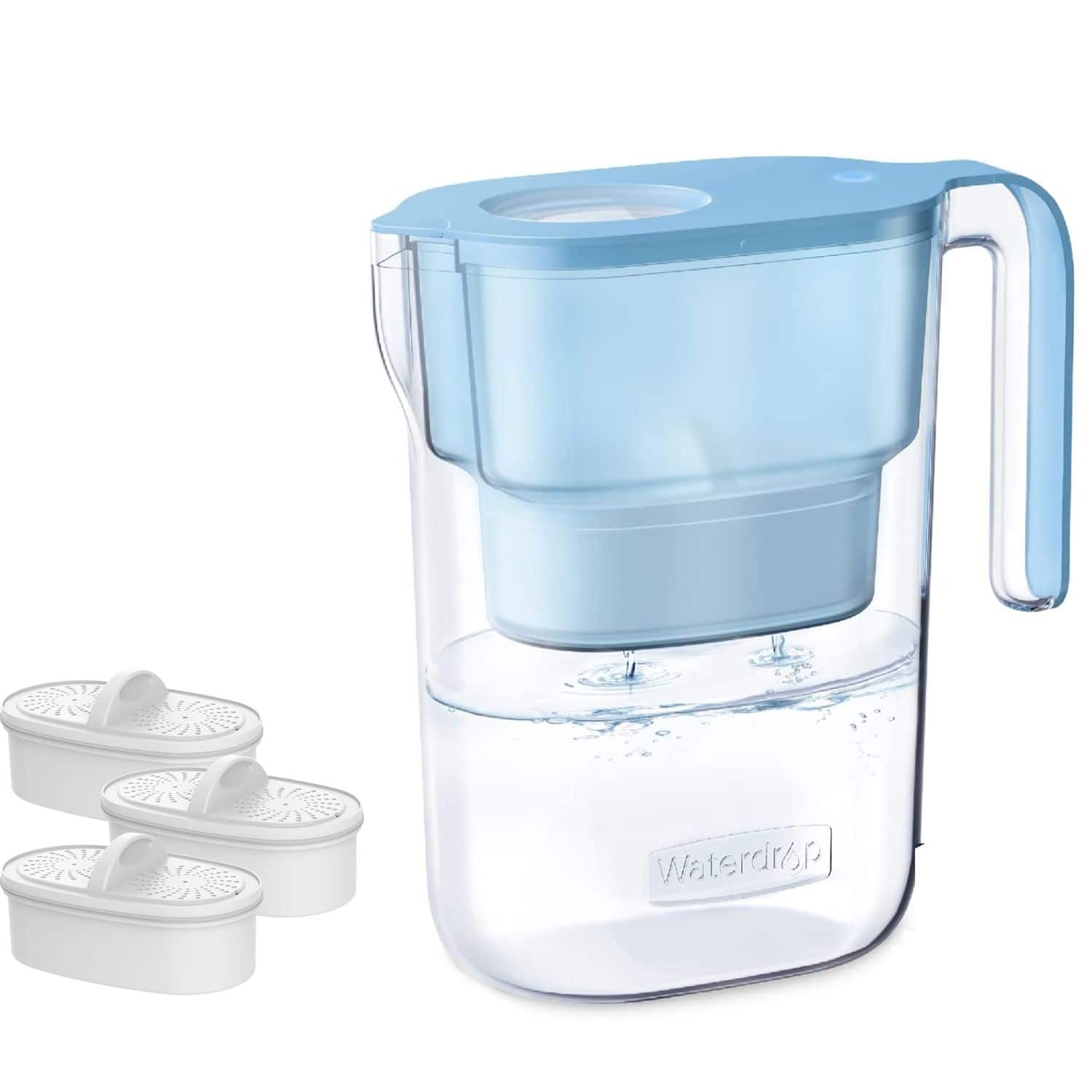 Waterdrop - WD-PT-05B Water Filter Pitcher Extra PF-01A-3 Standard Filters - Blue