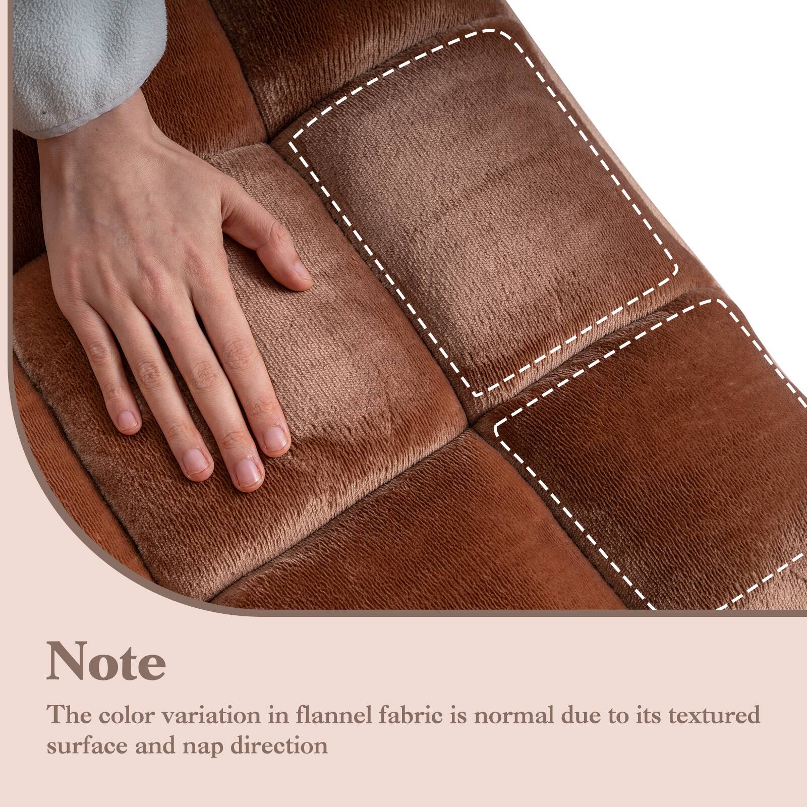 Note

The color variation in flannel fabric is normal due to its textured surface and nap direction.
