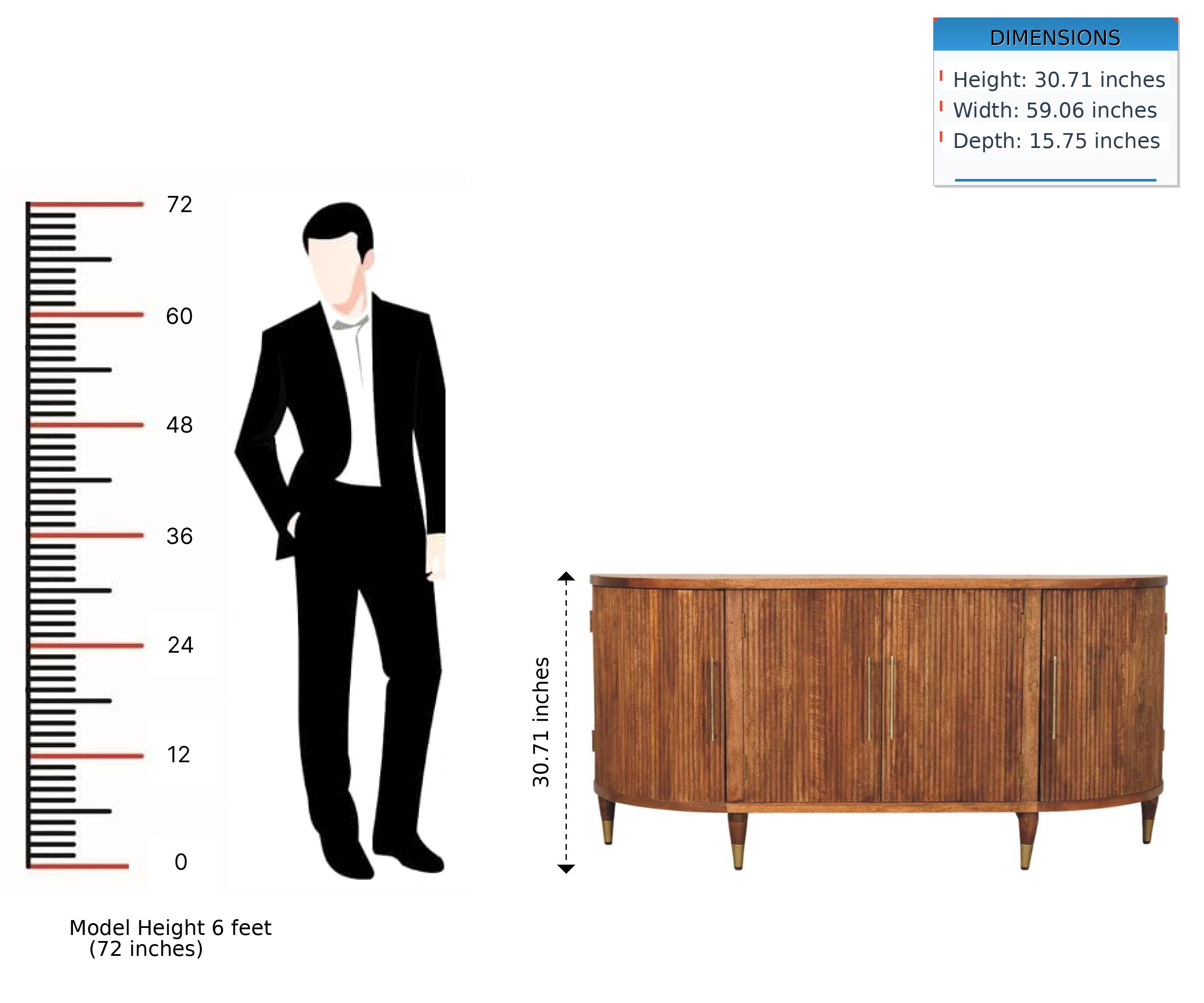 DIMENSIONS  
Height: 30.71 inches  
Width: 59.06 inches  
Depth: 15.75 inches  

Model Height 6 feet (72 inches)