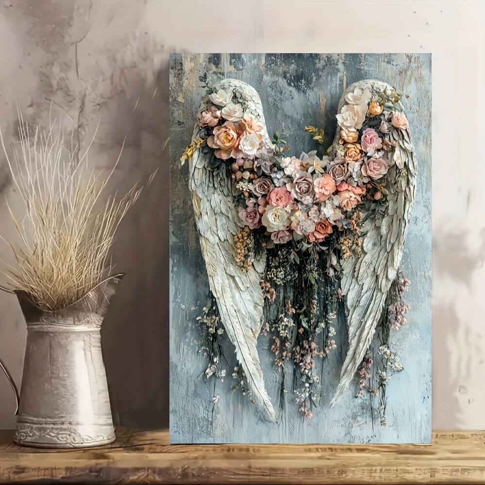 blue - Angel Wings Ready-to-Hang Wooden Framed Canvas Art - Perfect for Living Room, Bedroom & Party Decor | Unique Gift Idea - Color:36*24in
