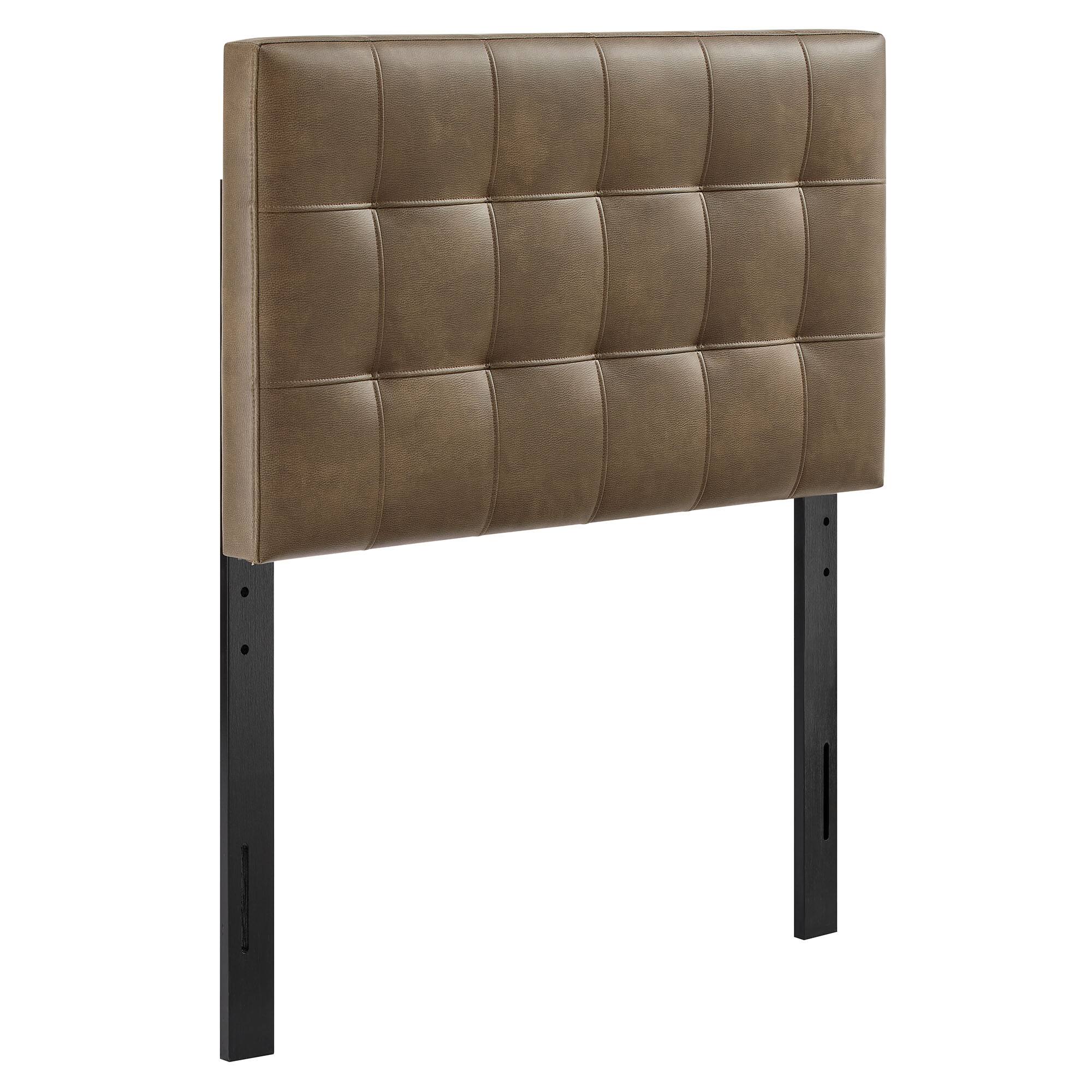 Angle. Modway - Lily Upholstered Vinyl Headboard by Modway - Mushroom.