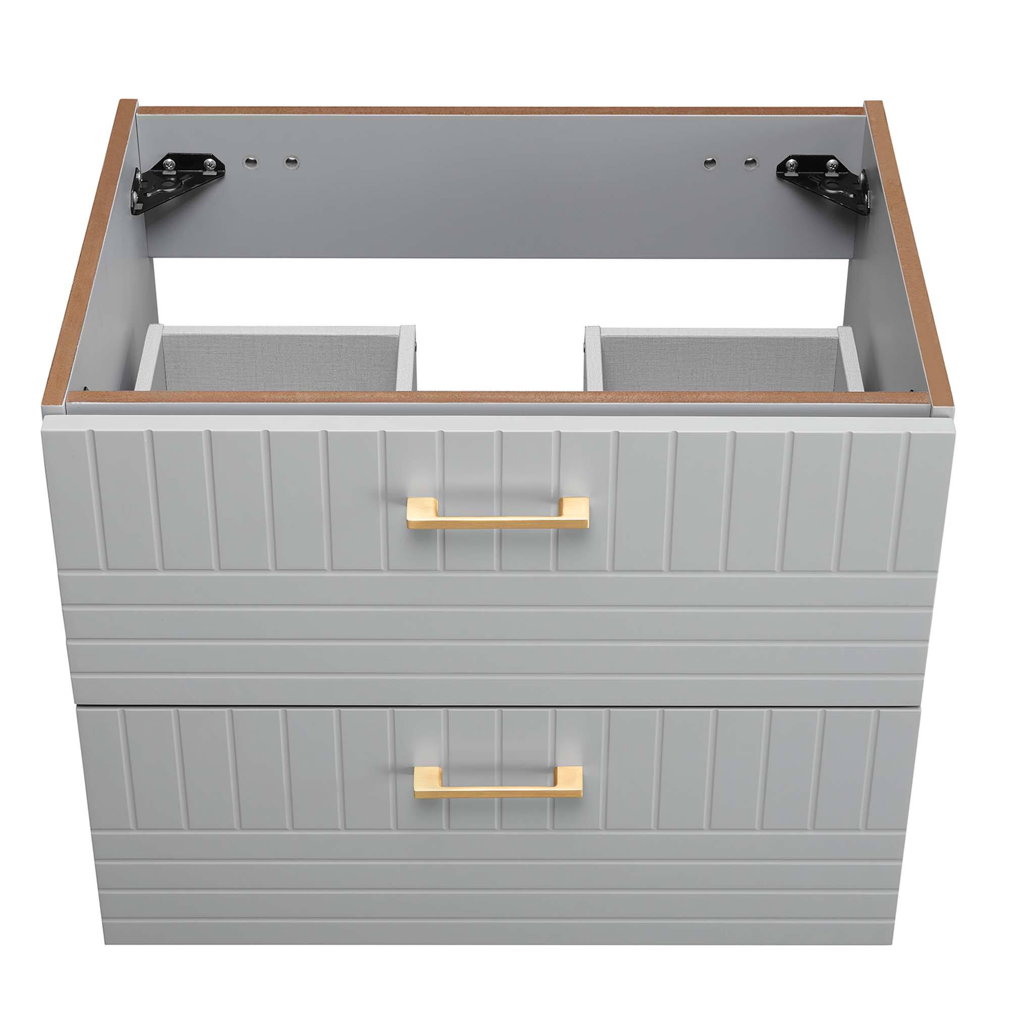 Alt View 4. Modway - Daybreak Wall-Mount Bathroom Cabinet Basin Not Included - Light Gray.