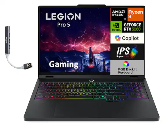 LEGION Pro 5
AMD Ryzen 9
GEFORCE NVIDIA RTX 5060
Gaming Copilot
IPS SuperCLEAR
RGB Backlit Keyboard