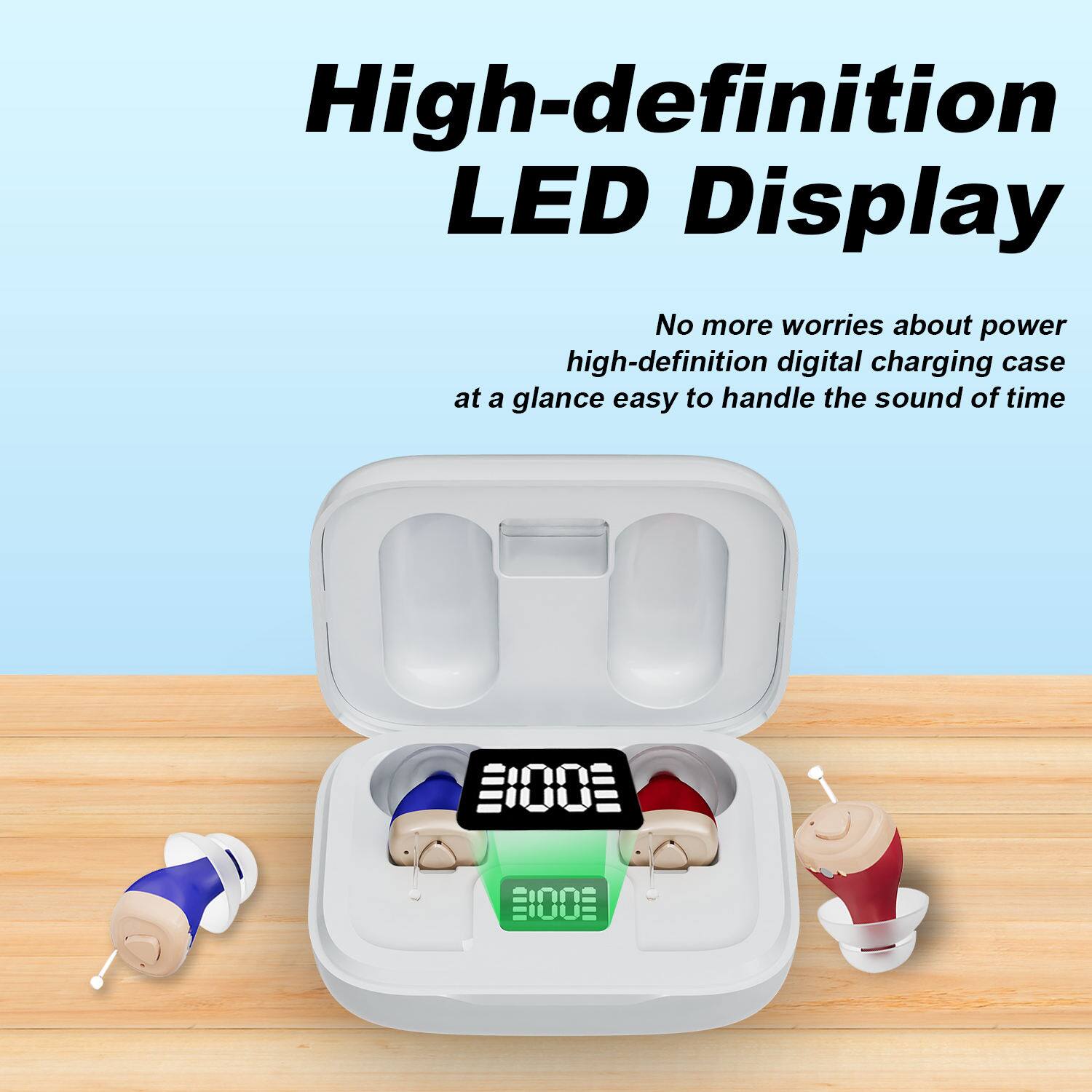 High-definition LED Display  
No more worries about power  
high-definition digital charging case at a glance easy to handle the sound of time