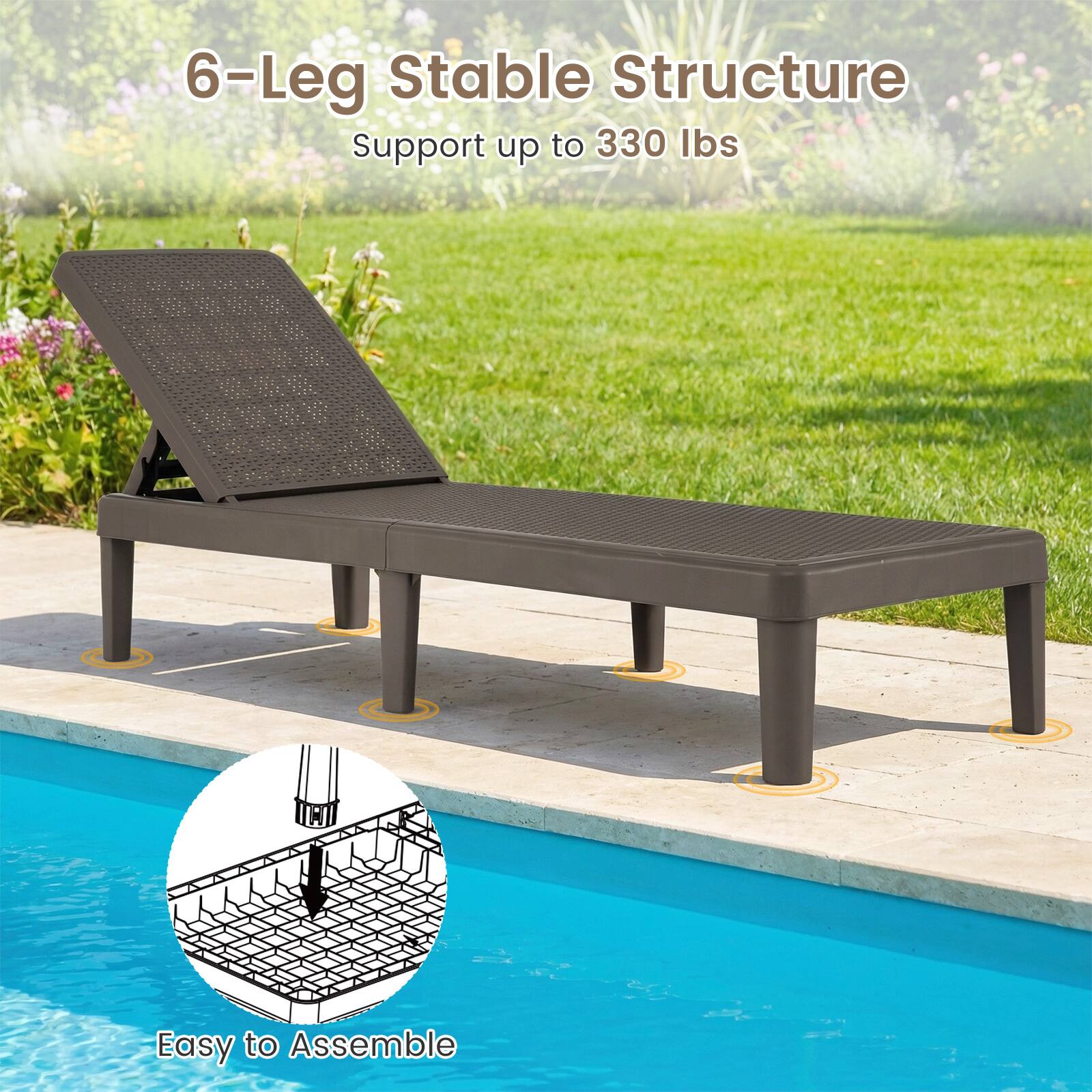 6-Leg Stable Structure  
Support up to 330 lbs  
Easy to Assemble