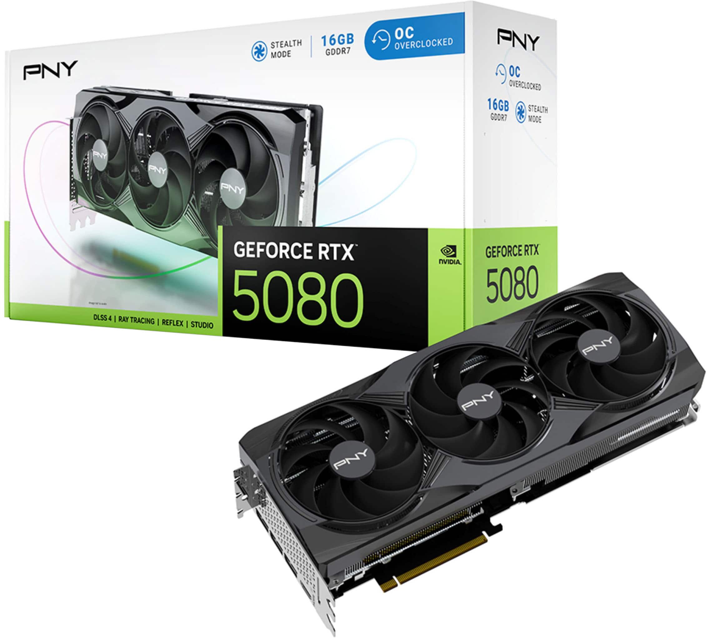 PNY GeForce RTX 5080 16GB OC GDDR7 PCI Express 5.0 Graphics Card