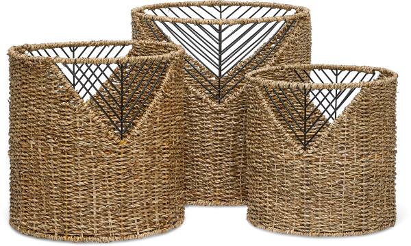 Left. Adore Decor - Adore Decor Shoshana Woven Basket, Set of 3, Natural - Natural.
