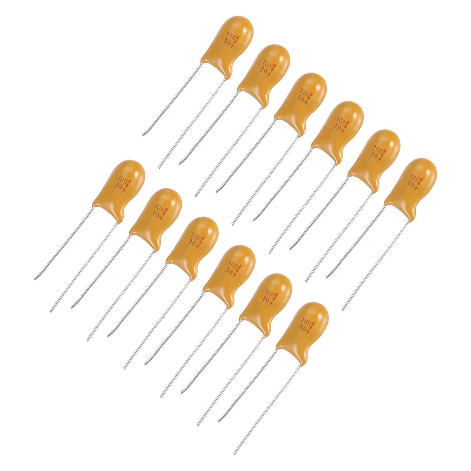 Unique Bargains - Tantalum Capacitor 100uF 16V Radial Dipped, for Circuit Boards/DIY/Computer, 12pcs - Yellow