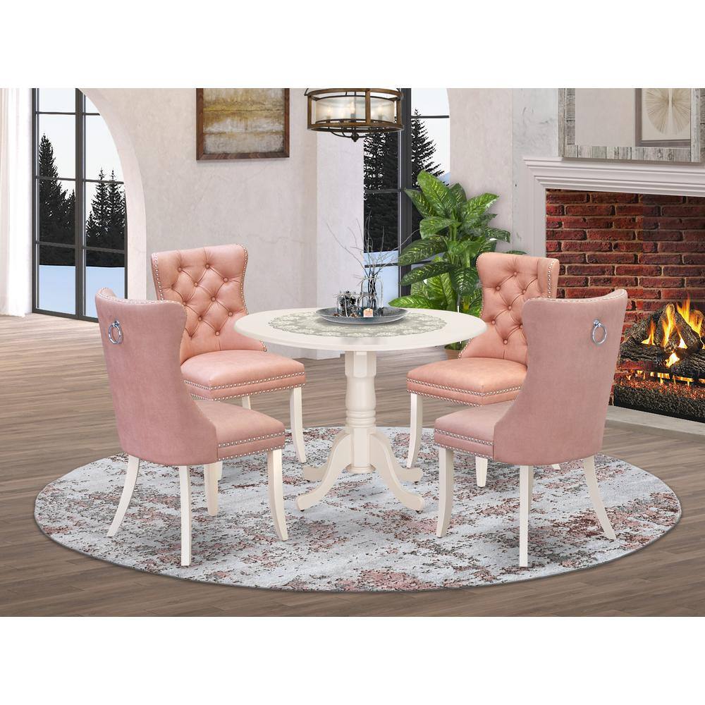 Alt View 3. East West Furniture - 5 Piece Dining Set - White.