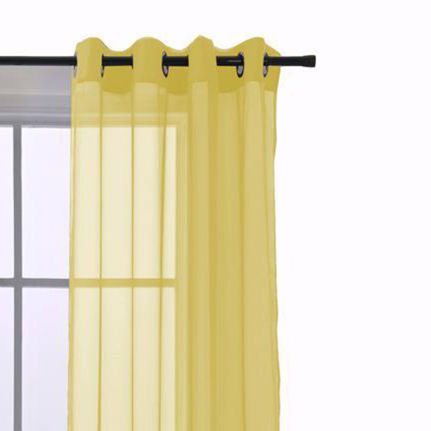 Angle. RT Designers Collection - RT Designers Collection Cara One Sheer Grommet Light Filtering Curtain Panel 54" x 90" Neon Yellow - Neon yellow.