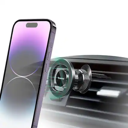 Front. Esoulk - Magsafe Compatible Car Air Vent Magnetic Phone Holder Mount - Black.