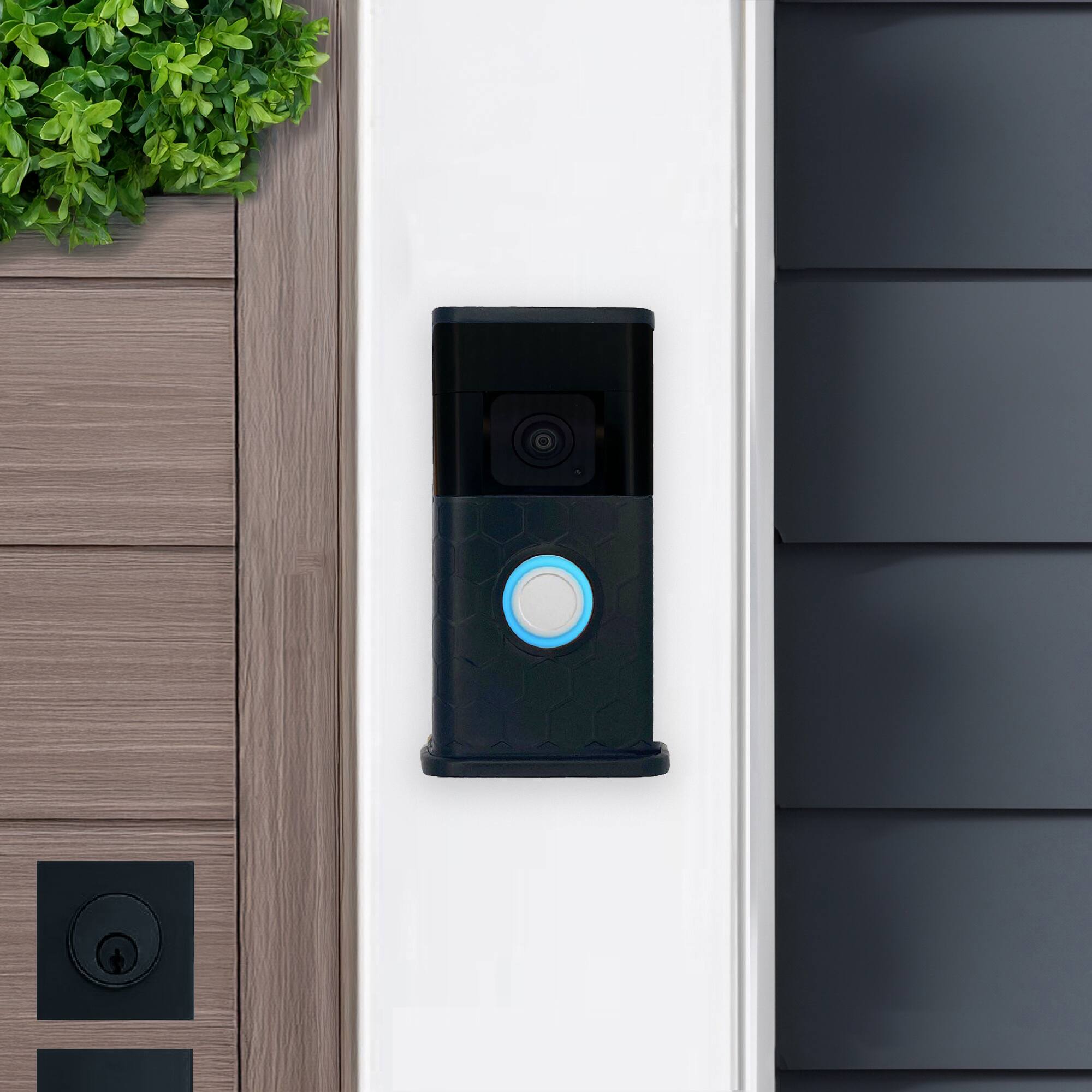 Alt View 3. Michael Healy - Honeycomb Video Doorbell Cover (Ring 3, 3 Plus, 4, Battery Plus and Battery Pro) - Matte Black.