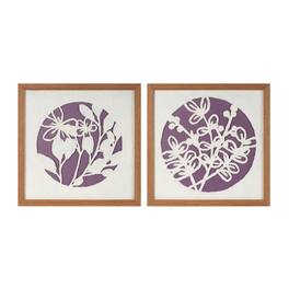BreeBe - Framed Floral Wall Art Under Glass (Set of 2) - Brown, Beige
