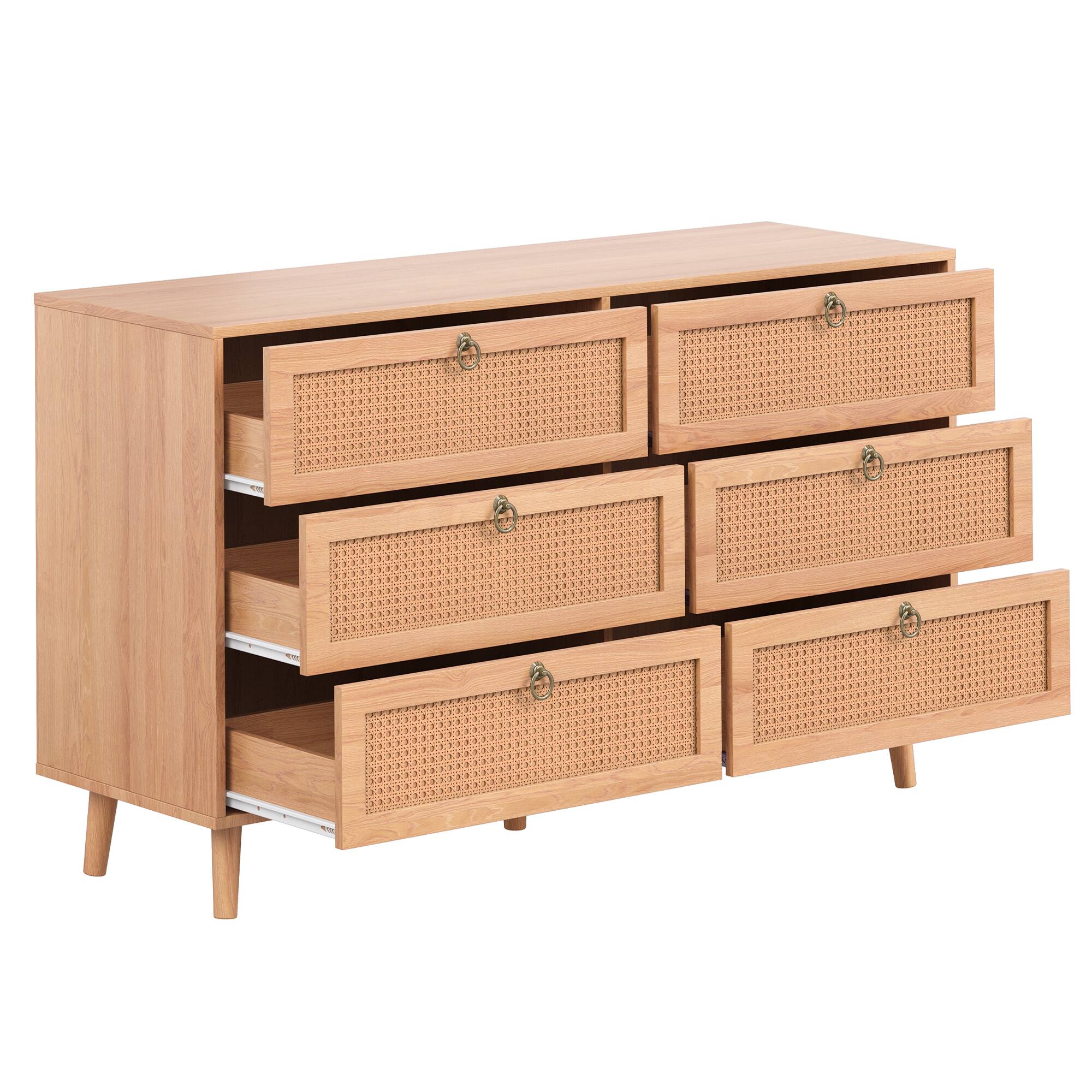 Alt View 1. Forest'nSky - Natural Wood 6 drawer 51.2 in. Wide Chest of Drawers with Sturdy Frame for Living Room - Natural.