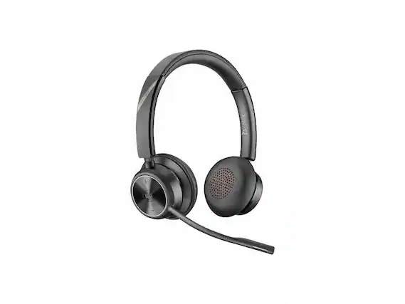 Front. HP - Poly Savi 7320 Wireless Headset - Noise Cancelling, Stereo, Over-Head - Black.
