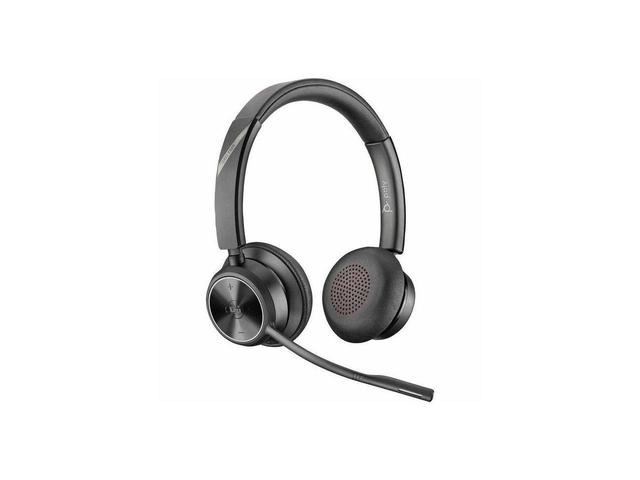 Front. HP - Poly Savi 7320 Wireless Headset - Noise Cancelling, Stereo, Over-Head - Black.