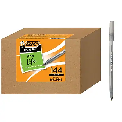BIC Round Stic Xtra Life Ultra Long Lasting
144 BLACK Medium BALL PENS
