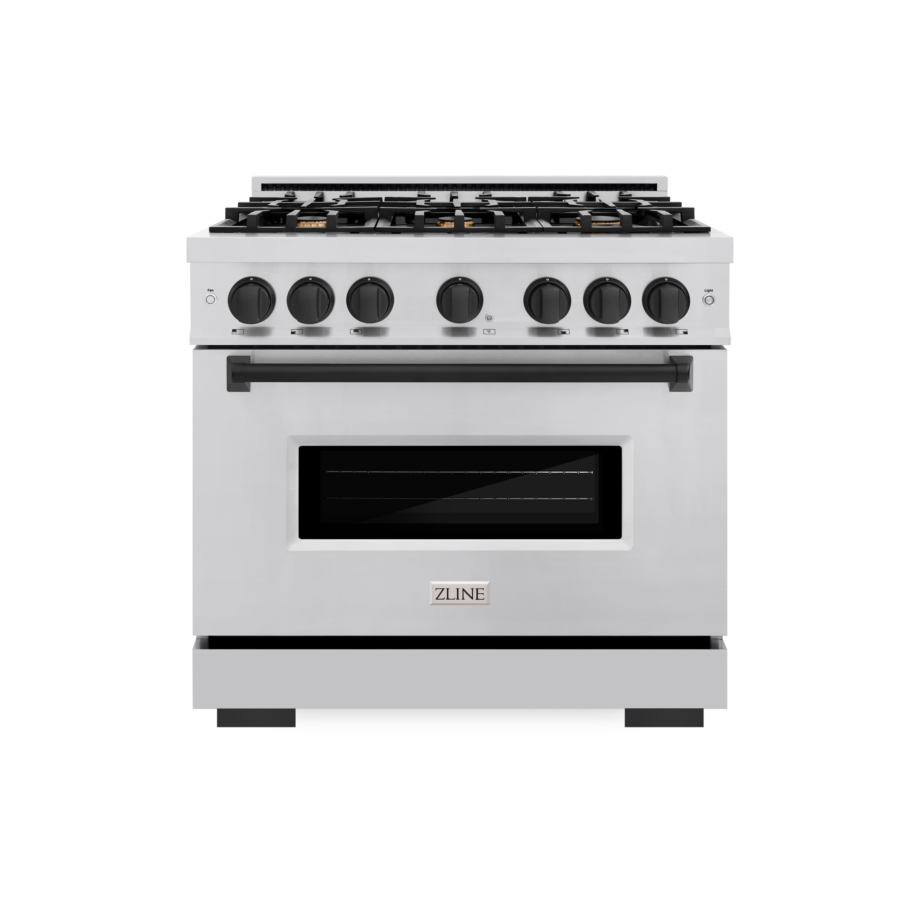 Front. ZLINE - ZLINE Autograph 36" Classic Dual Fuel Range w/ 6 Burners & Matte Black Accents (CDRZ-36-MB) - Stainless Steel.