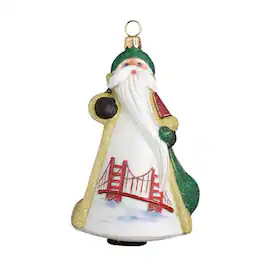 Joy to the World Collectibles - Joy to the World Glitterazzi San Francisco Santa Polish Glass Christmas Ornament - Multicolor