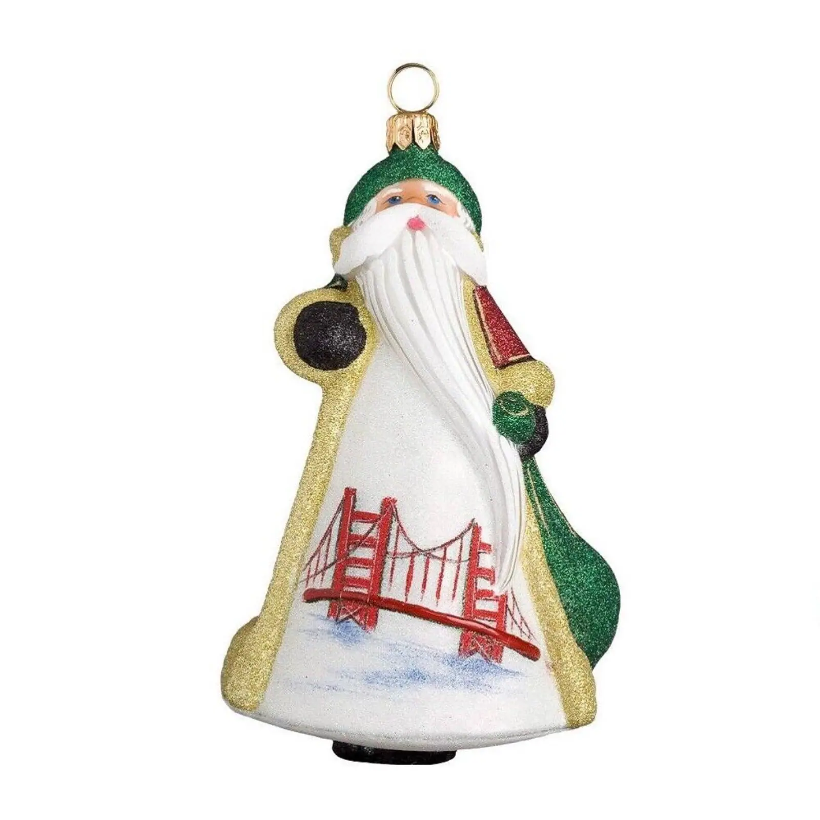 Front. Joy to the World Collectibles - Joy to the World Glitterazzi San Francisco Santa Polish Glass Christmas Ornament - Multicolor.