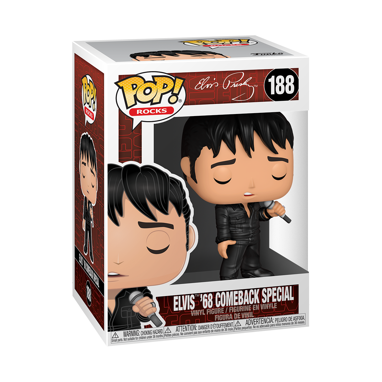 POP! ROCKS
ELVIS "68 COMEBACK SPECIAL
FIGURINE EN VINYLE
FIGURE / FIGURA DE VINIL
ASFIXIA
ADVERTENCIA: PELIGRO DE ASPHIXIO
ATTENTION: DANGER DE TOUFFEMENT
WARNING: CHOKING HAZARD
Small parts. Not for children under 3 years. Keep out of reach of children.