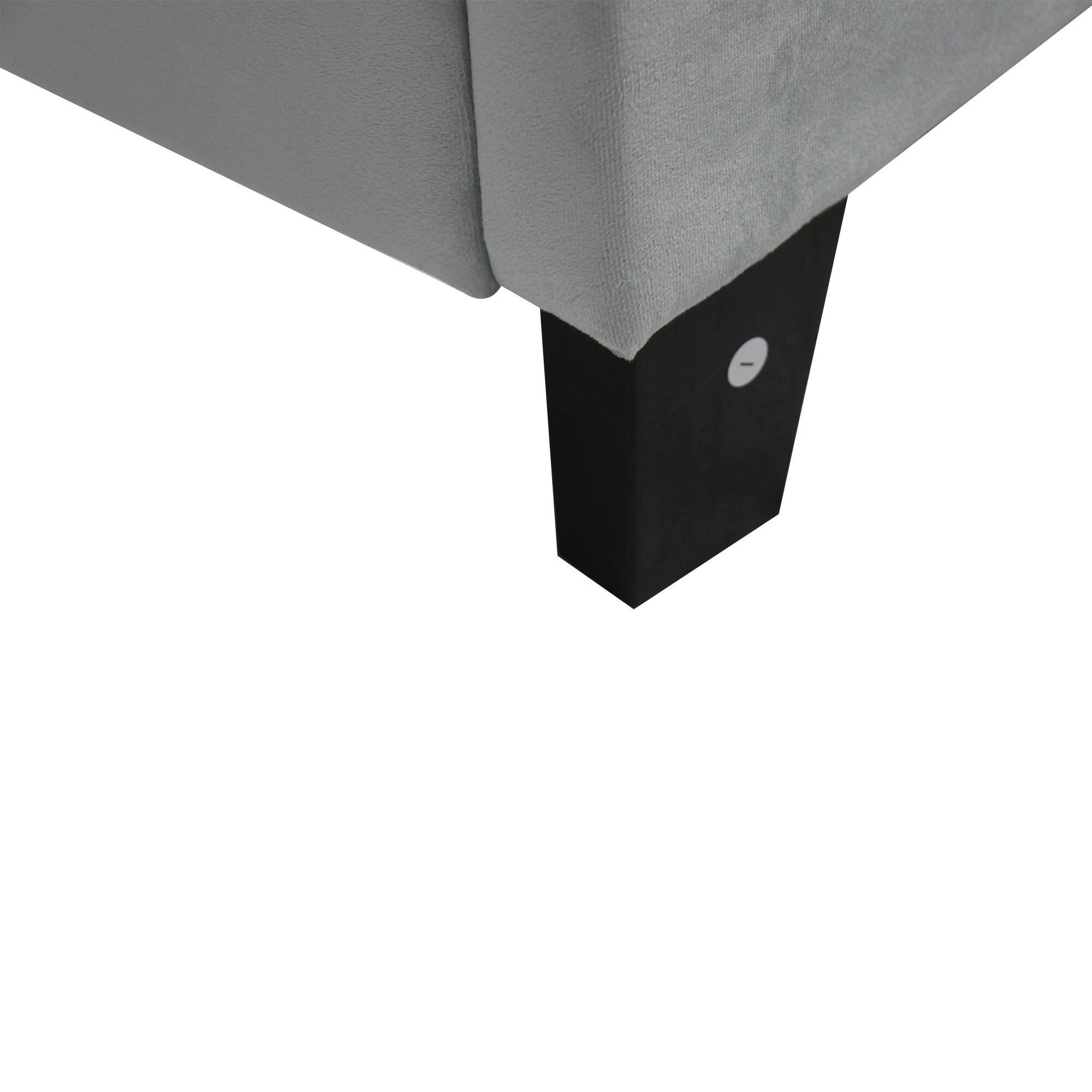 Alt View 2. LUCKY ONE - Queen Size Upholstered Platform Bed Frame with Tufted Headboard - Gray.