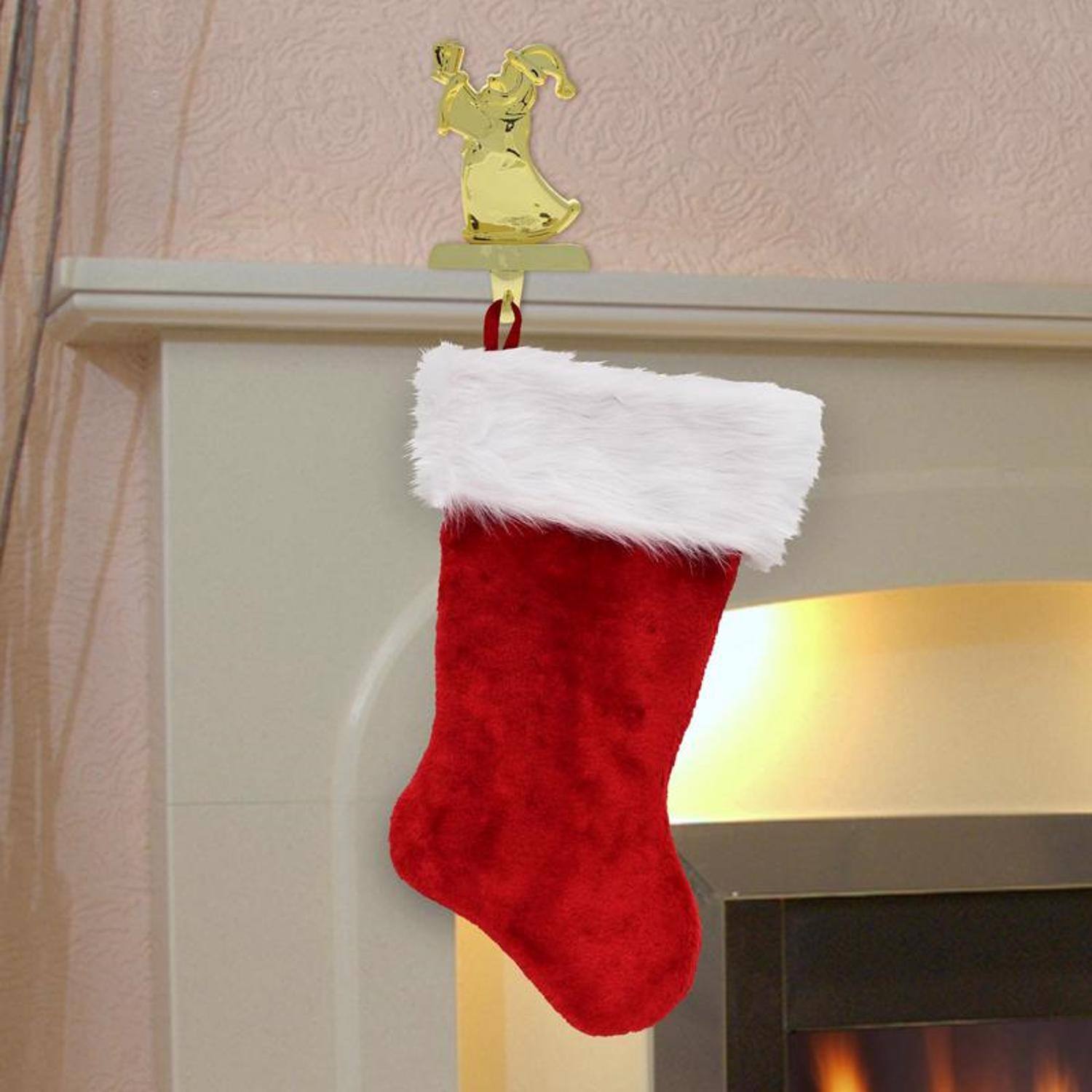 Left. Dyno - Dyno Red/White Santa Christmas Stocking 20 in. (Case of 12) - Red|White.