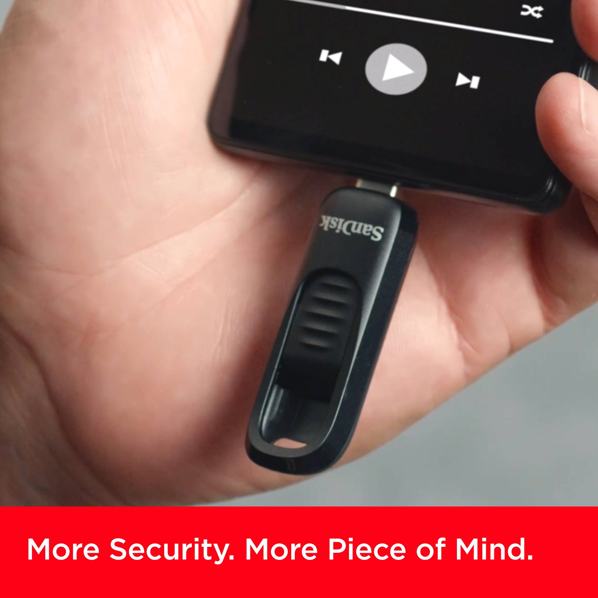 "X H SanDisk More Security. More Piece of Mind."