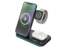 Energizer - 3-in-1 15W Foldable Qi Certified Wireless Fast 15W Charger, Charging Station/Stand for iPhone + AirPods + Apple Watch - Black - Front_Zoom