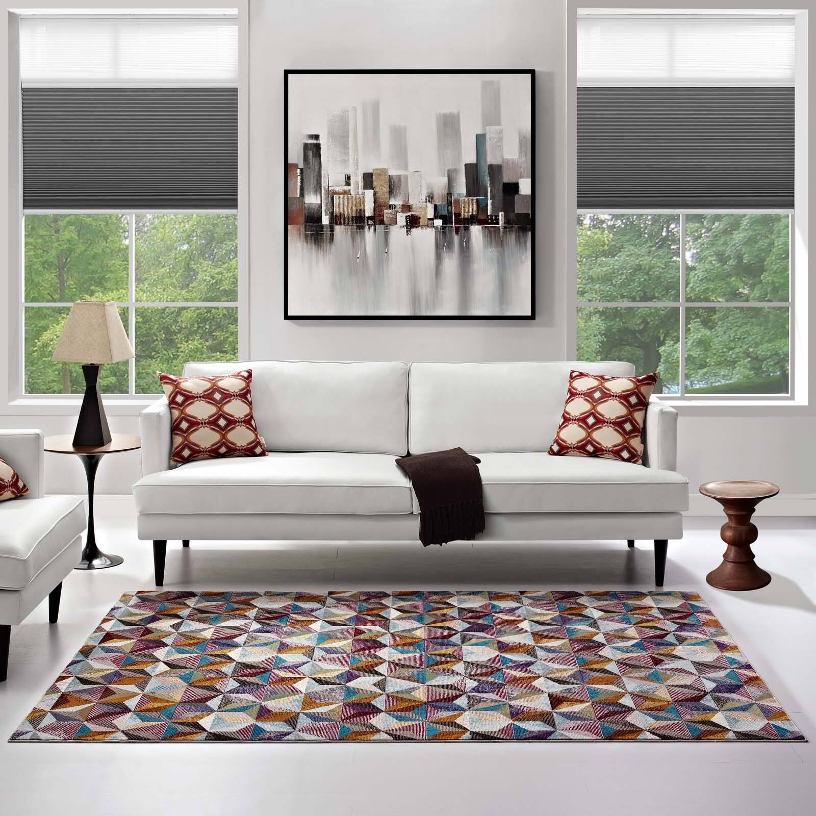 Left. Modway - Arisa Geometric Hexagon Mosaic Area Rug - Multicolored.