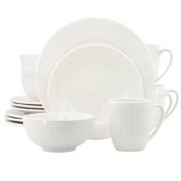 Elama - Gretel 16 Piece Round Stoneware Dinnerware Set - White