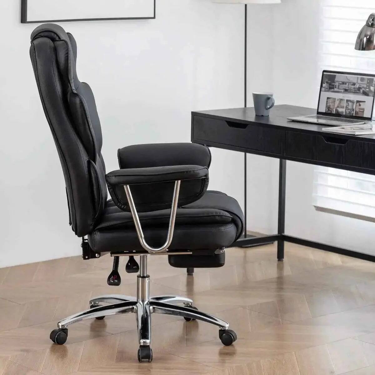 Alt View 6. Platinum-Level - Big and Tall Ergonomic Executive Office Chair with Footrest - Black.