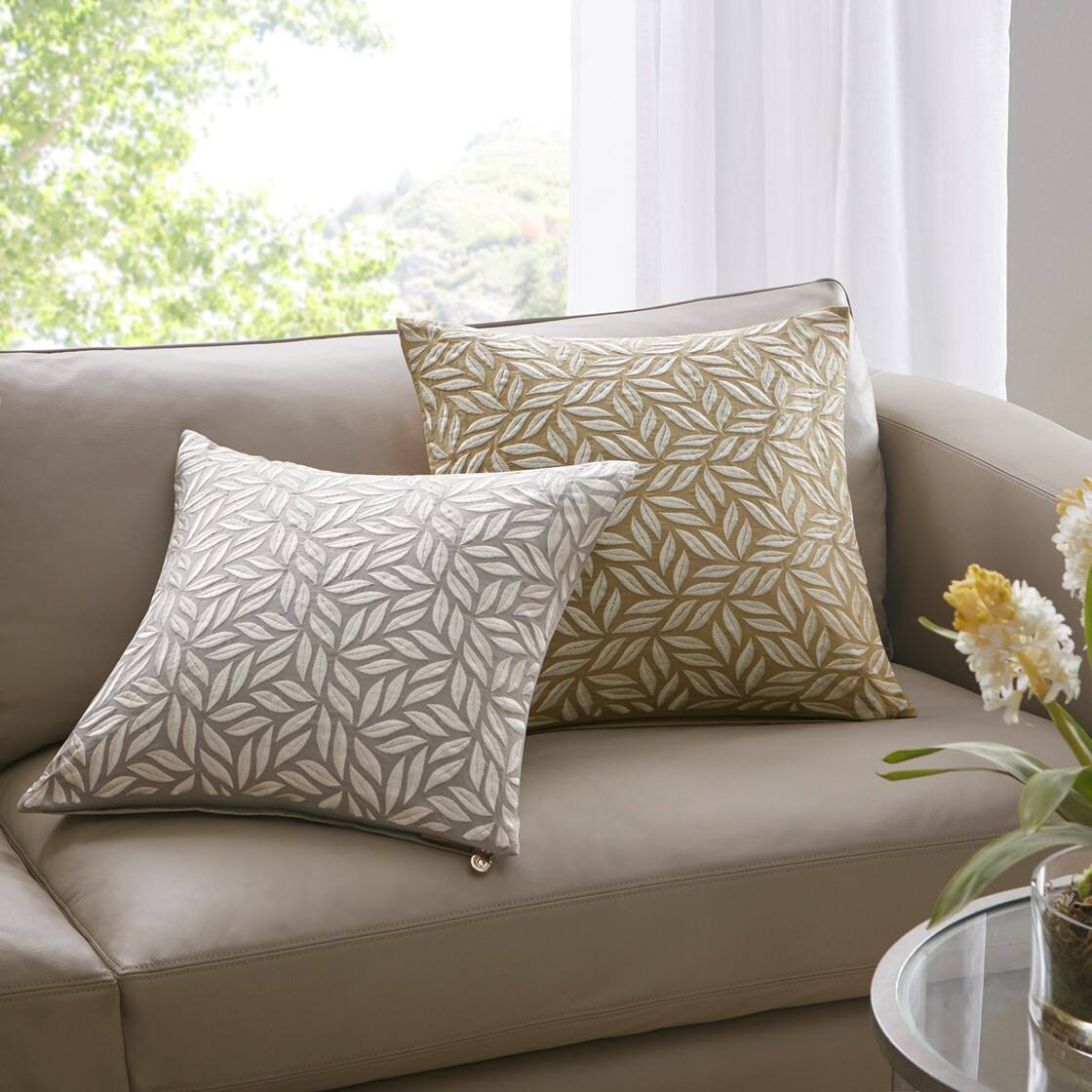 Alt View 2. Gracie Mills - Gracie Mills Simpson Embroidered Square Decor Pillow - Grey.