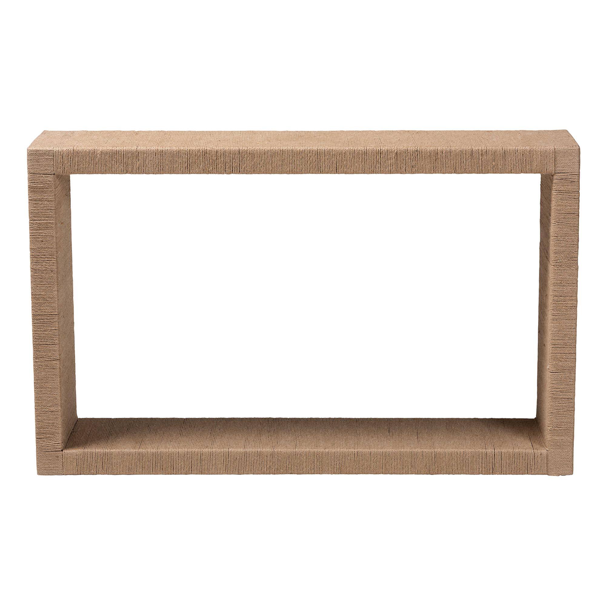 Angle. bali & pari - Rajiya Handwoven Jute Console Table - Rectangular Open-Frame Entryway Table with Natural Texture, Minimalist - Natural Brown.