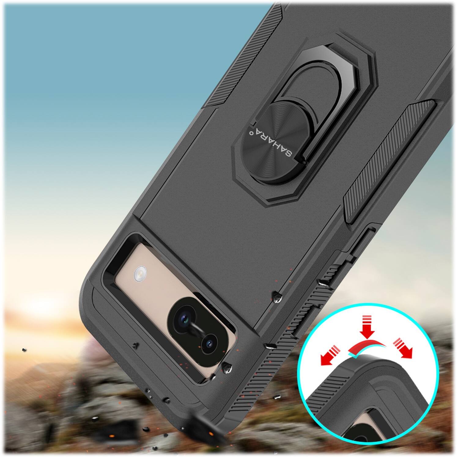 Alt View 16. SaharaCase - Raider Series Kickstand Case for Google Pixel 8a - Scorpion Black.