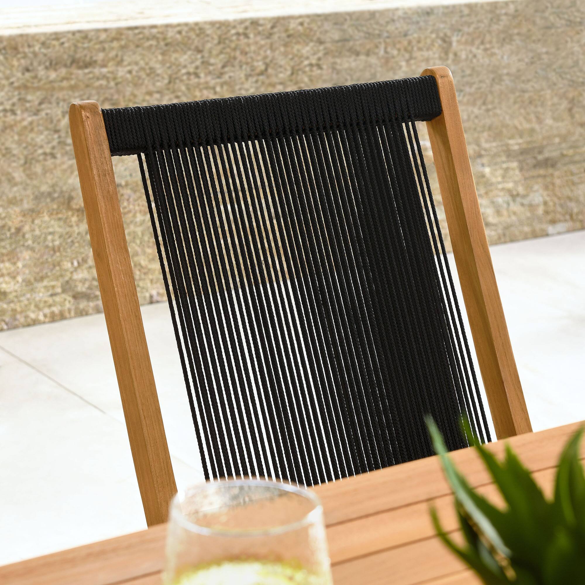 Alt View 2. Modway - Vienna Outdoor Patio Teak and Rope Folding Chairs Set of 4 by Modway - Natural Black.