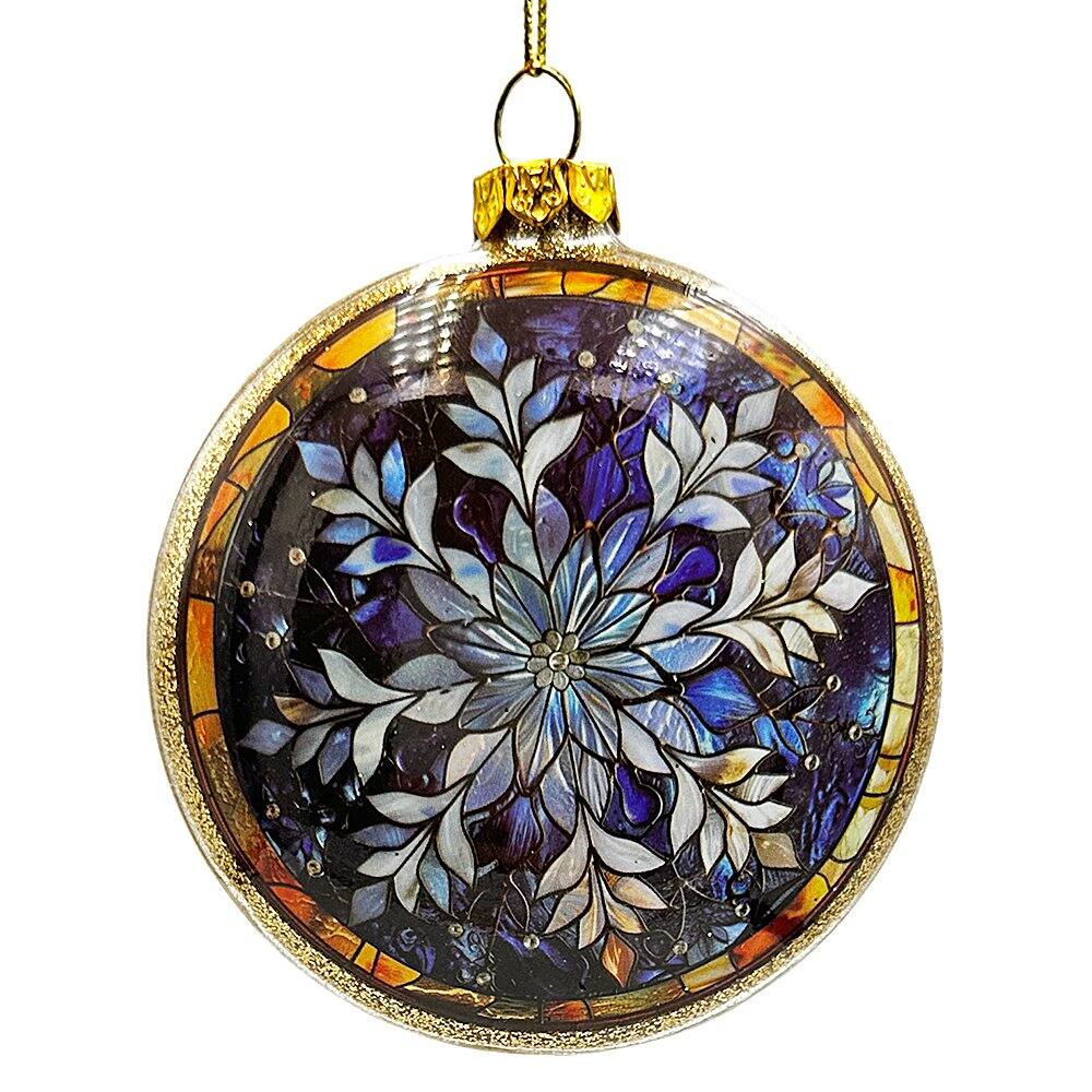 Alt View 1. OrnamentallyYou - Festive Snowman Stained Glass Christmas Ornament - Multi-colored.