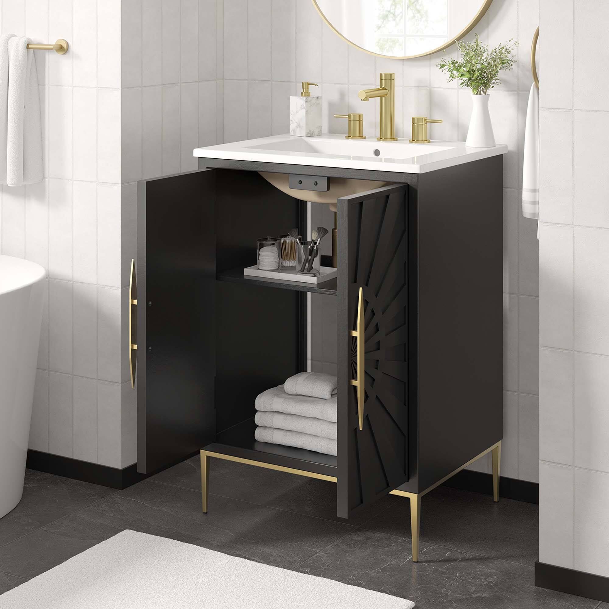 Alt View 1. Modway - Awaken Bathroom Vanity Basin Included by Modway - White Black.