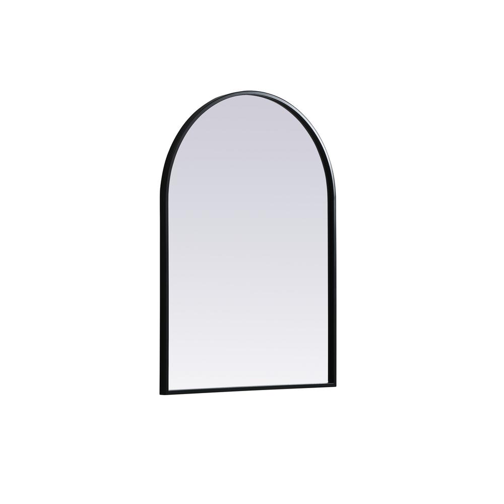 Left. Elegant Decor - Metal Frame Arch Mirror 22x30 Inch in Black - Black.