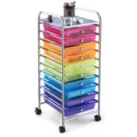 Costway - 10 Drawer Rolling Storage Cart Scrapbook Paper Office School Organizer - Multicolor - Front_Zoom