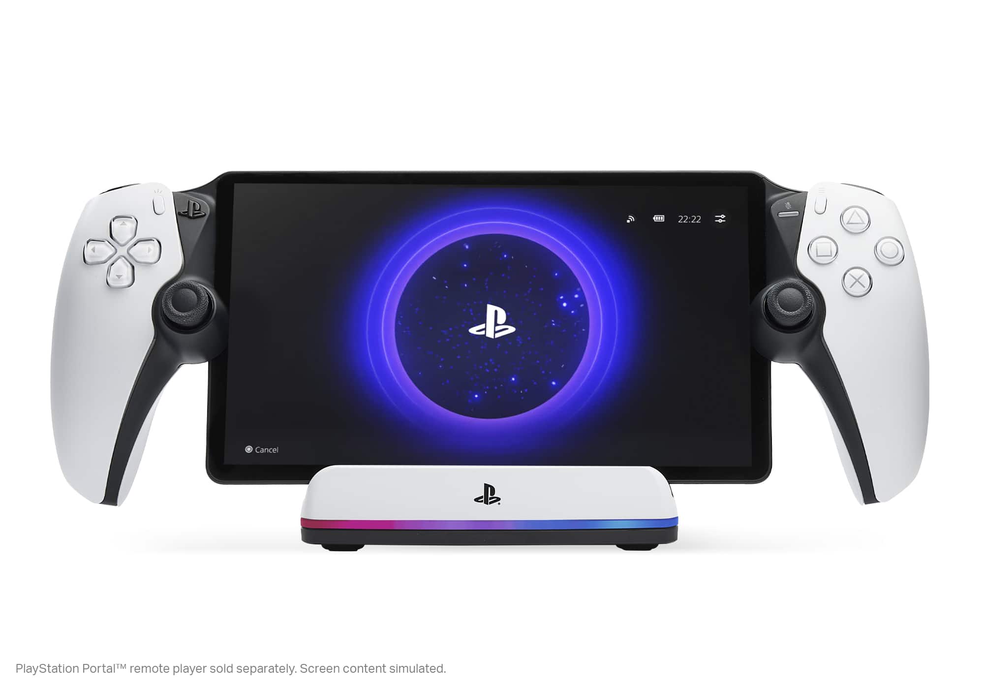 PlayStation Portal remote player sold separately. Screen content simulated.