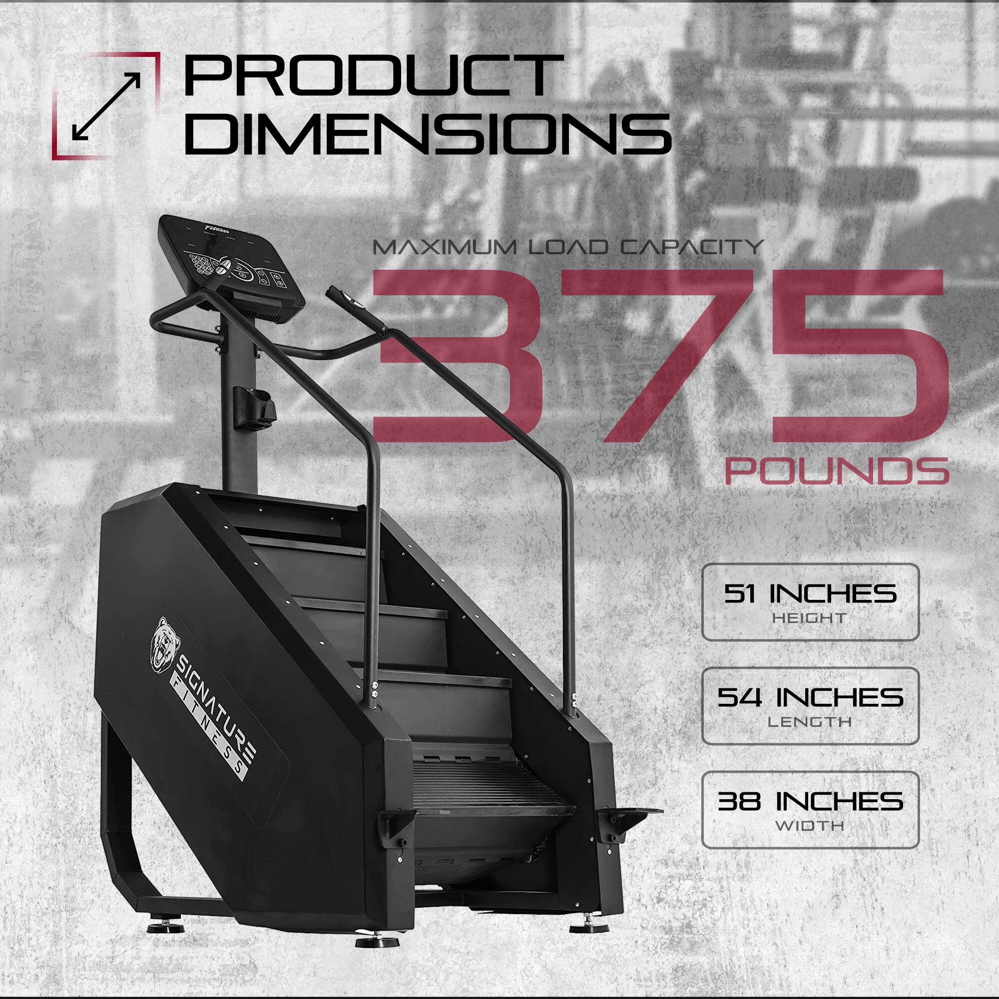 PRODUCT DIMENSIONS  
MAXIMUM LOAD CAPACITY 375 POUNDS  
SIGNATURE  
51 INCHES HEIGHT  
54 INCHES LENGTH  
38 INCHES WIDTH