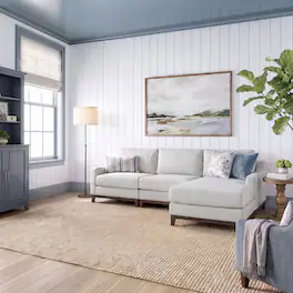 Martha Stewart - 3-Piece Modular Right Armchair, Center Unit and Left Arm Chaise - Light Gray
