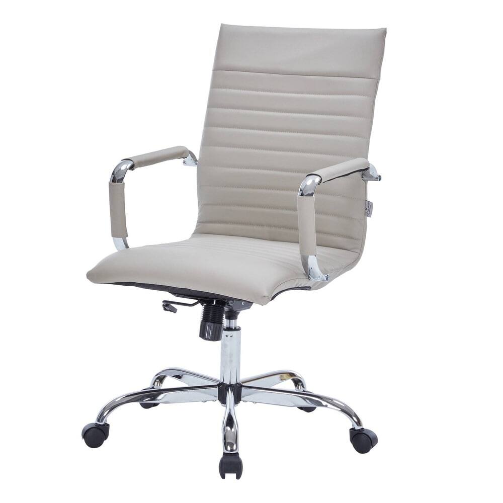 Alt View 6. LeisureMod - Harris High-Back Office Chair, Leather Upholstery with Gold Metal Frame Modern Armless Desk Chair for Conference Seating - Tan.