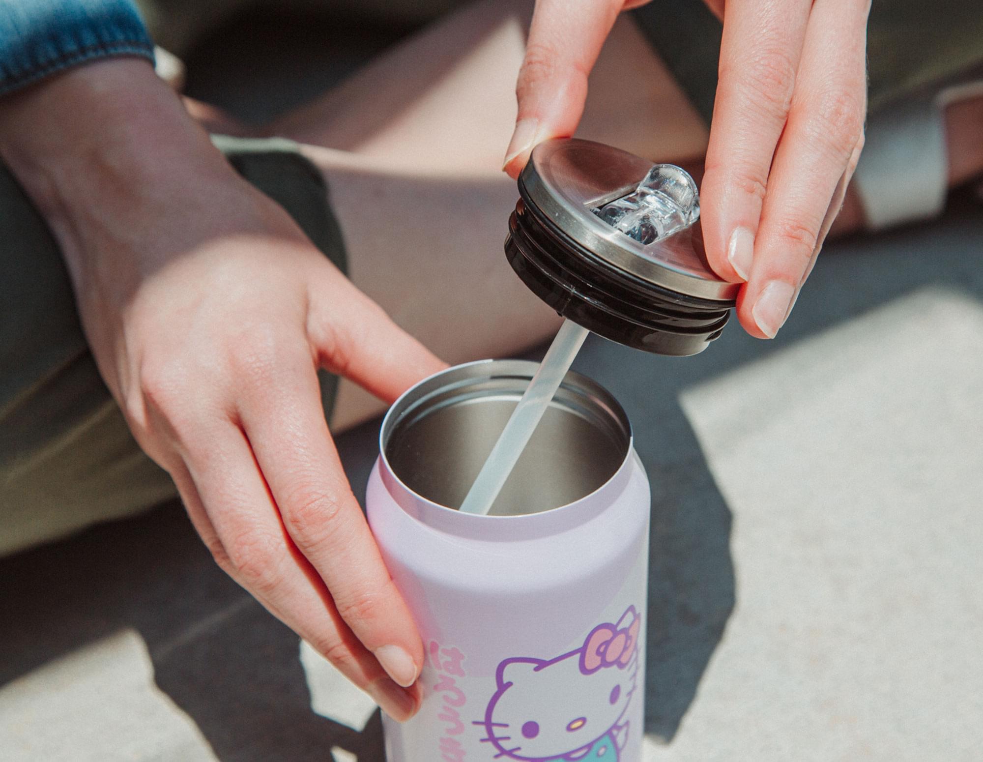 Alt View 3. Silver Buffalo - Sanrio Hello Kitty Pink Stainless Steel Drinking Can | Holds 12 Ounces - Pink.